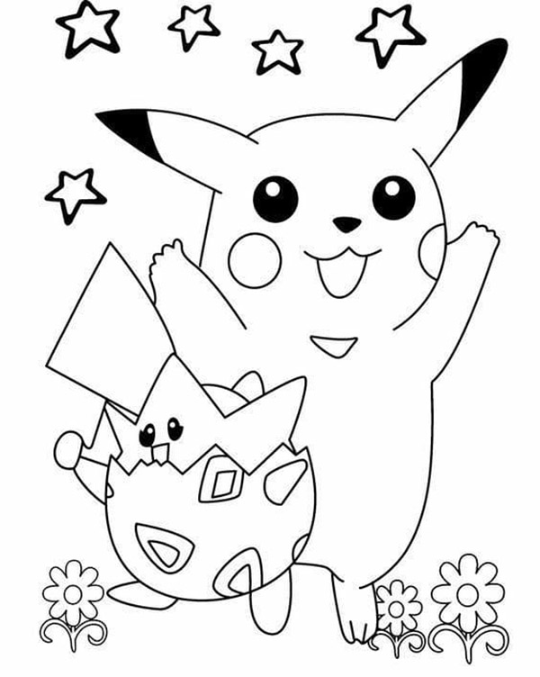 Tranh tô mùa Pikachu và Togepi